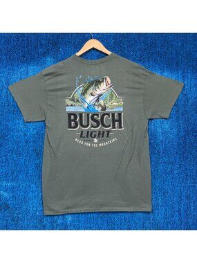 Busch Light Bass Fishing Head For The Mountains Promo Tee L